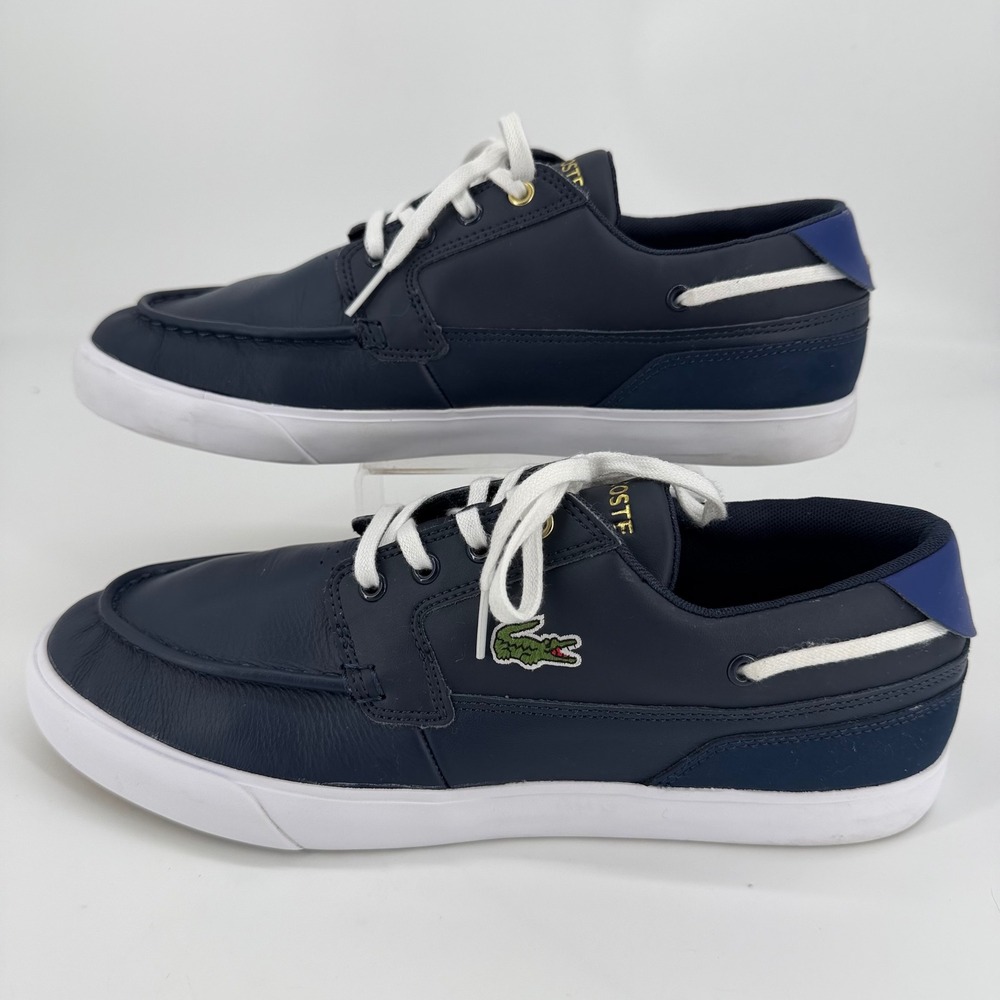 Lacoste Bayliss Deck 0722 1 Mens Navy Blue Leather Boat Shoe Sneakers Size 9